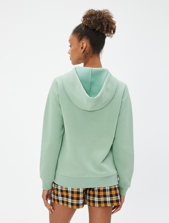 Kapüşonlu Sweatshirt Baskılı Kanguru Cepli Uzun Kollu