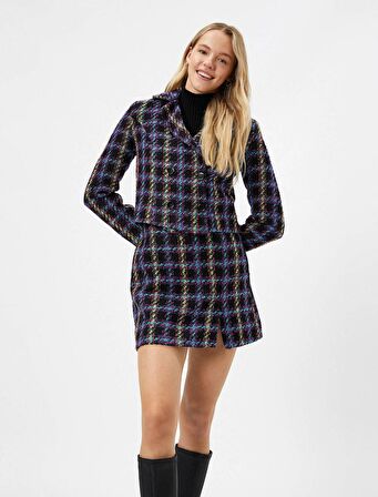 4WAL40005IW Koton Kadın  Etek SİYAH EKOSE