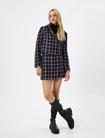 4WAL40005IW Koton Kadın  Etek SİYAH EKOSE