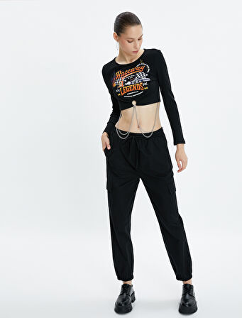 Kargo Gabardin Pantolon Beli Bağlamalı Cepli Pamuklu