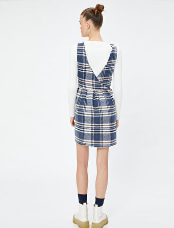 Salopet Mini Elbise Rahat Kesim Önü Bağlamalı Yumuşak Dokulu