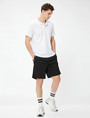 Basic Spor Tişört Polo Yaka Düğmeli Kısa Kollu
