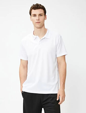 Basic Spor Tişört Polo Yaka Düğmeli Kısa Kollu