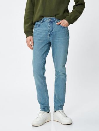 4WAM40011ND Koton Skinny MICHAEL Erkek Jean Pantolon AÇIK İNDİGO