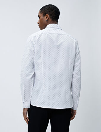 Spor Gömlek Geometrik Detaylı Klasik Yaka Slim Fit Non Iron
