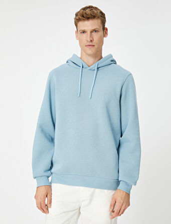 Basic Kapşonlu Sweat Uzun Kollu Şardonlu