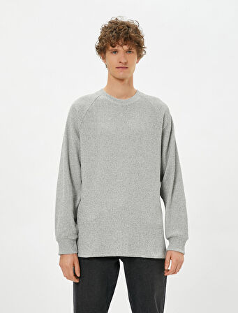 Bisiklet Yaka Kazak Dar Kesim Kırçıllı Uzun Kollu 