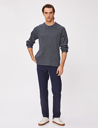 Kırçıllı Kazak Bisiklet Yaka Slim Fit Uzun Kollu