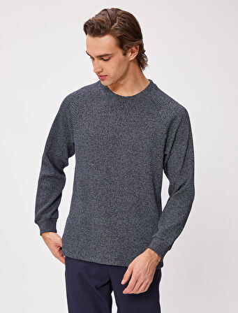 Kırçıllı Kazak Bisiklet Yaka Slim Fit Uzun Kollu