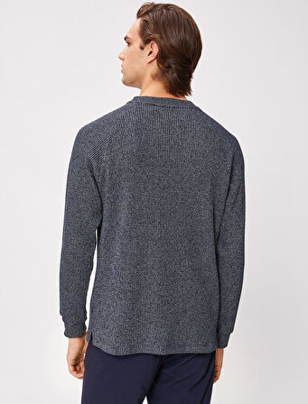 Kırçıllı Kazak Bisiklet Yaka Slim Fit Uzun Kollu