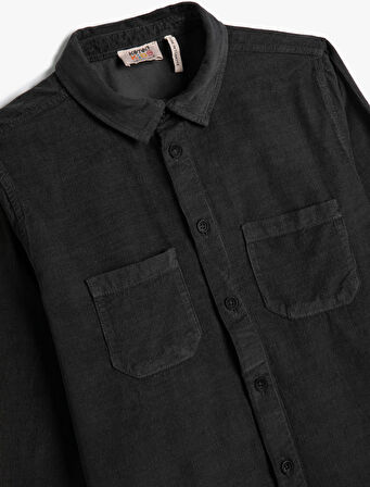 Gömlek Fitilli Kadife Cepli Pamuklu