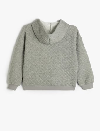Kapşonlu Sweatshirt Uzun Kollu Kanguru Cepli Kapitone Şardonlu