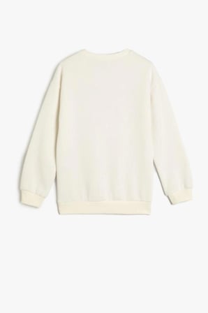 Koton Kız Çocuk Sweatshirt Şardonlu Bisiklet Yaka Baskılı