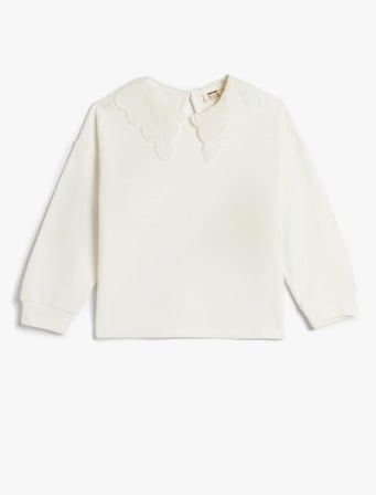 4WKG10037AK Koton Kız Çocuk  Sweat EKRU