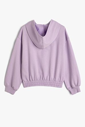 Koton Kız Çocuk Kapşonlu Sweatshirt Ayıcık Baskılı Beli ve Manşetleri Lastikli Uzun Kollu