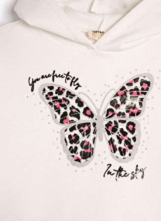 Koton Baskılı Kız Çocuk Ekru Sweatshırt 4WKG10059AK