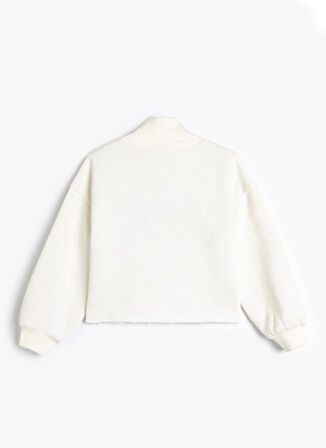 Koton Ekru Kız Çocuk Uzun Kollu Baskılı Sweatshirt 4WKG10061AK