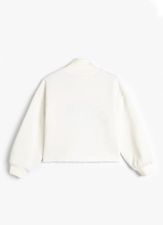 Koton Ekru Kız Çocuk Uzun Kollu Baskılı Sweatshirt 4WKG10061AK