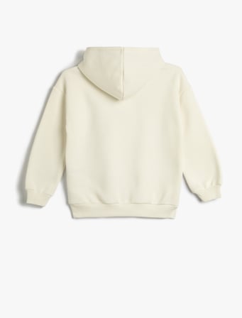 Kapşonlu Sweatshirt Anime Baskılı Uzun Kollu Şardonlu 