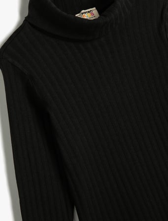 Basic Balıkçı Yaka Tişört Uzun Kollu Fitilli