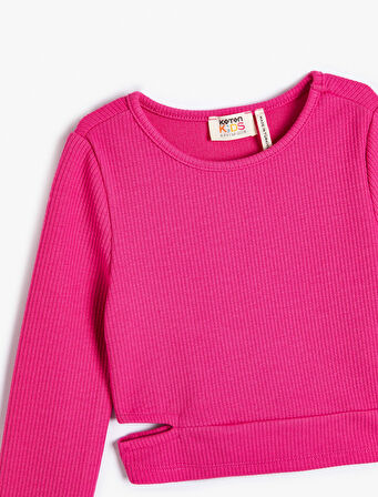 Uzun Kollu Bluz Pencere Detaylı Bisiklet Yaka Kaşkorse