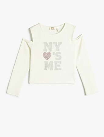 Tişört Uzun Kollu Bisiklet Yaka Pencere Detaylı