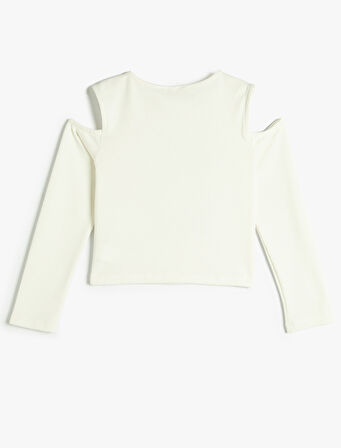 Tişört Uzun Kollu Bisiklet Yaka Pencere Detaylı