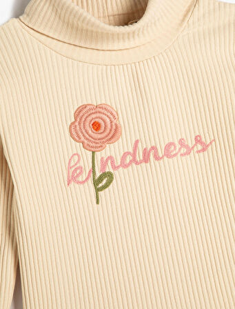 Tişört Uzun Kollu Balıkçı Yaka İşleme Detaylı Kaşkorse 