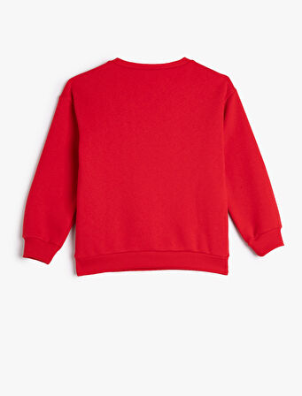 Sweatshirt Bisiklet Yaka Kedi Baskılı