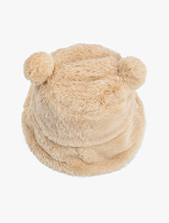 Peluş Bucket Şapka Ponpon Detaylı