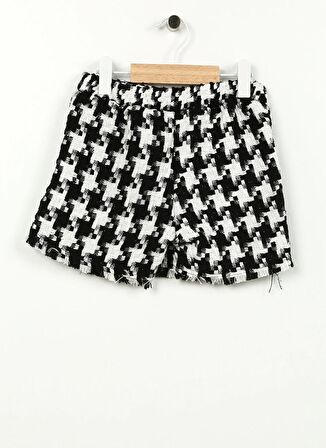 Koton Standart Bel Standart Siyah - Beyaz Kız Çocuk Şort 4WKG40006AW