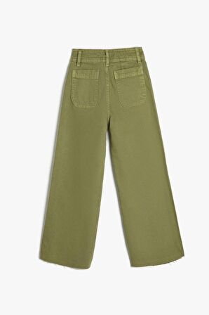 Koton Kız Çocuk Kot Pantolon Bol Paça Cep Detaylı Pamuklu - Wide Leg Jean