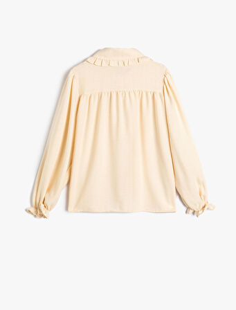 Bebe Yaka Gömlek Uzun Kollu Fırfır Detaylı Düğmeli 