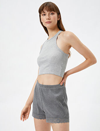 Şort Pijama Altı Fitilli Dantel Detaylı