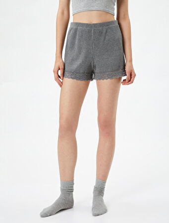 Şort Pijama Altı Fitilli Dantel Detaylı