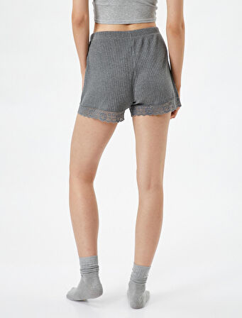 Şort Pijama Altı Fitilli Dantel Detaylı