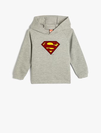superman kapşonlu sweatshirt lisanslı uzun kollu şardonlu