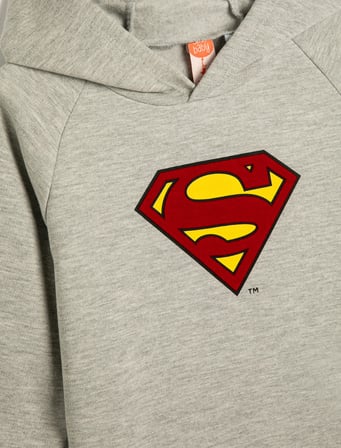 superman kapşonlu sweatshirt lisanslı uzun kollu şardonlu
