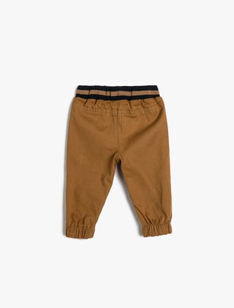 Jogger Pantolon Cep Detaylı Beli Lastikli Pamuklu