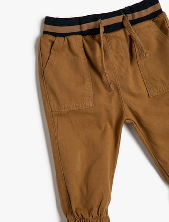 Jogger Pantolon Cep Detaylı Beli Lastikli Pamuklu