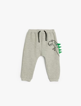 basic jogger eşofman altı baskı detaylı beli bağlamalı şardonlu