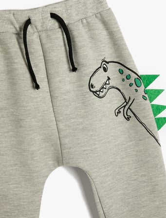 basic jogger eşofman altı baskı detaylı beli bağlamalı şardonlu