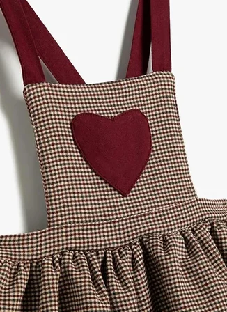 Koton Bordo Kız Çocuk Askılı Kısa Elbise 4WMG80004AW - Toddler