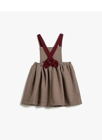 Koton Bordo Kız Bebek Askılı Kısa Elbise 4WMG80004AW - Baby