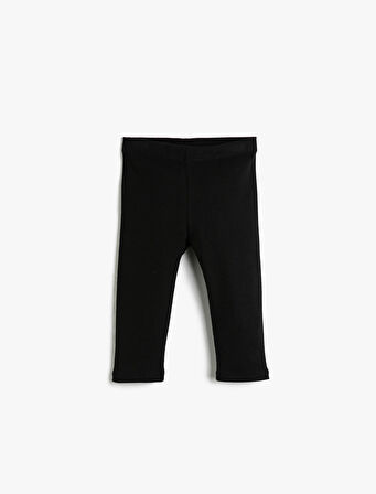 Pamuklu Tayt Basic Capri BoyFitilli Beli Lastikli