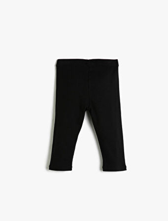 Pamuklu Tayt Basic Capri BoyFitilli Beli Lastikli