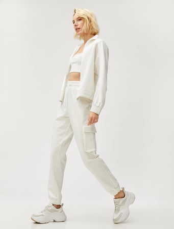 Fermuarlı Sweatshirt Beli Garni Detaylı