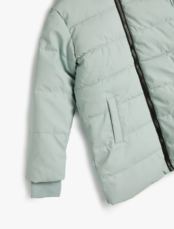Oversize Şişme Mont Fermuar Kapamalı Manşetleri Lastikli 