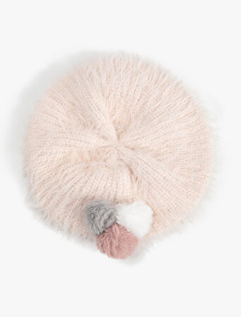 Pelüş Ressam Şapka Ponpon Detaylı