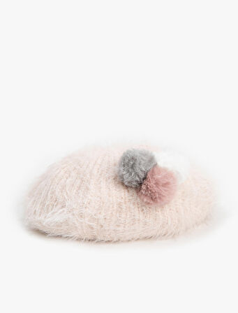 Pelüş Ressam Şapka Ponpon Detaylı